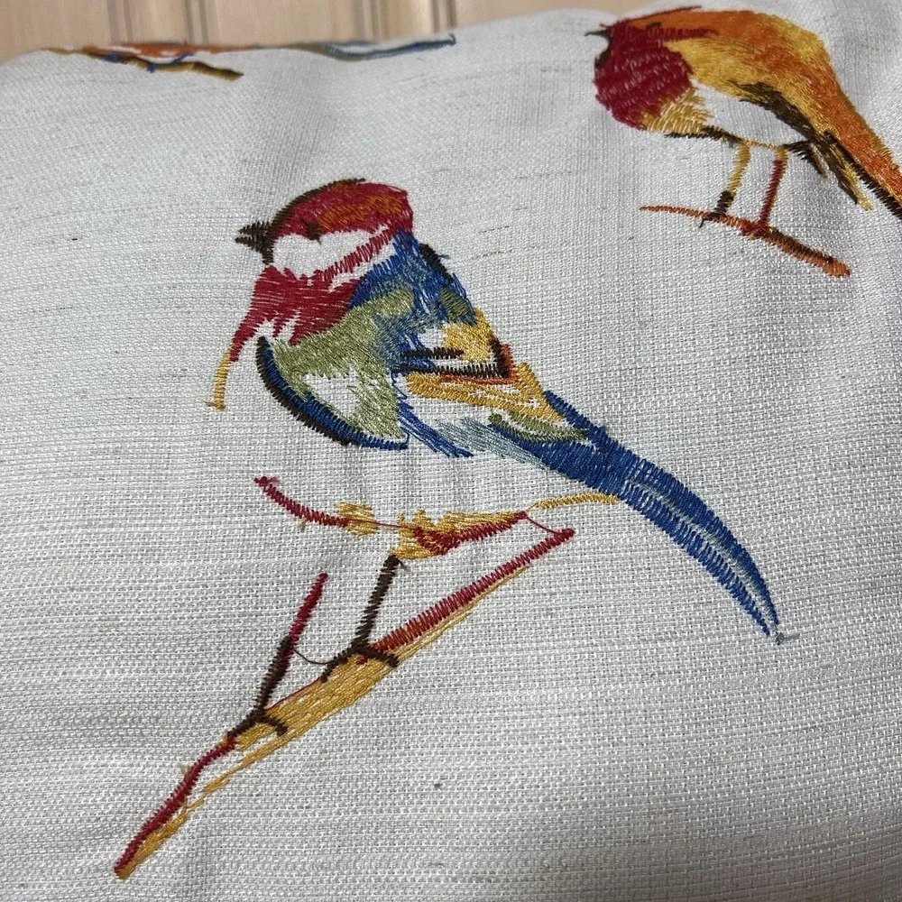 Set of 2 Colorful Bird Print Throw Pillows 18x18 Cottagecore Farmhouse Decor